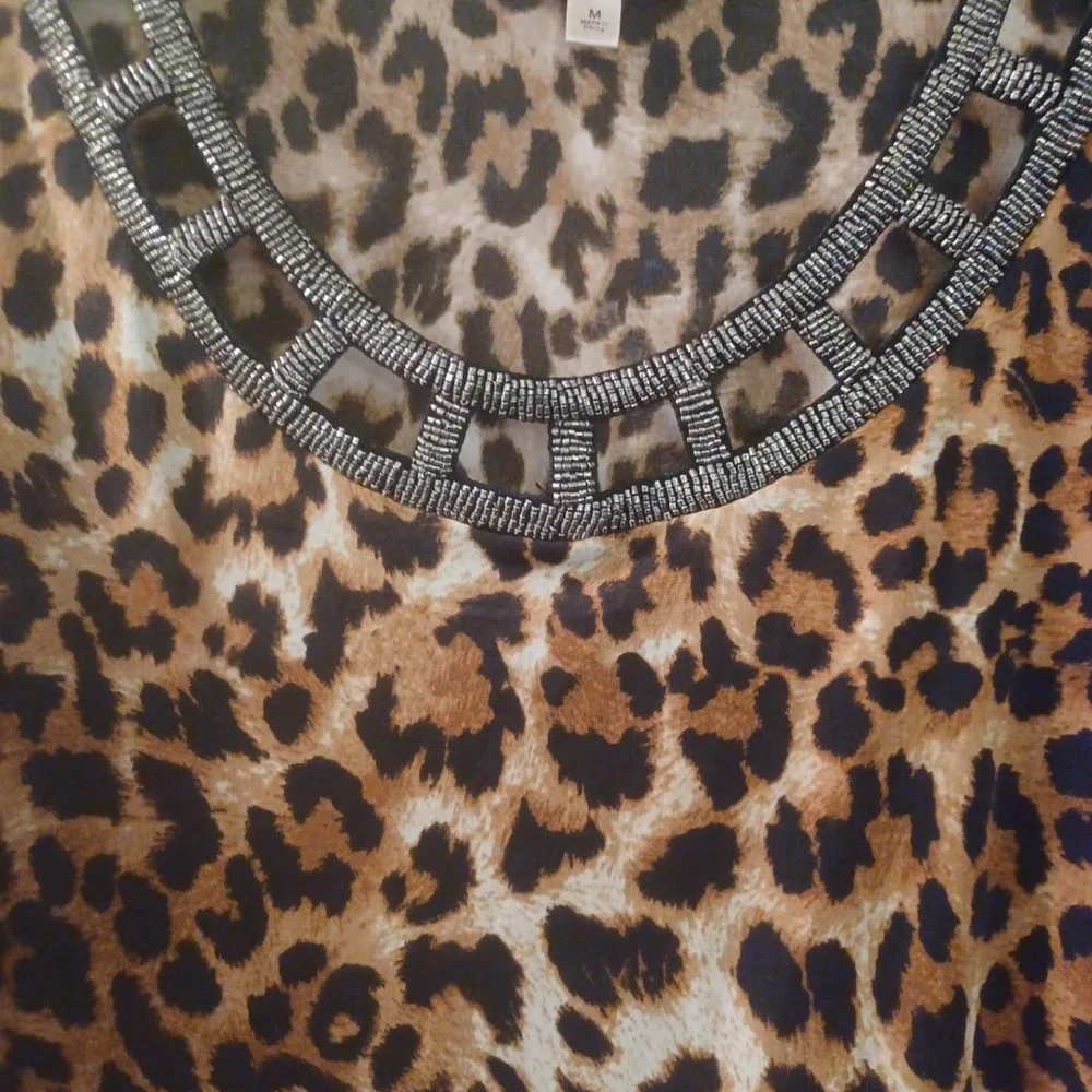 Lavish Animal Print Poncho Tunic Shirt Size M - Picture 9 of 14